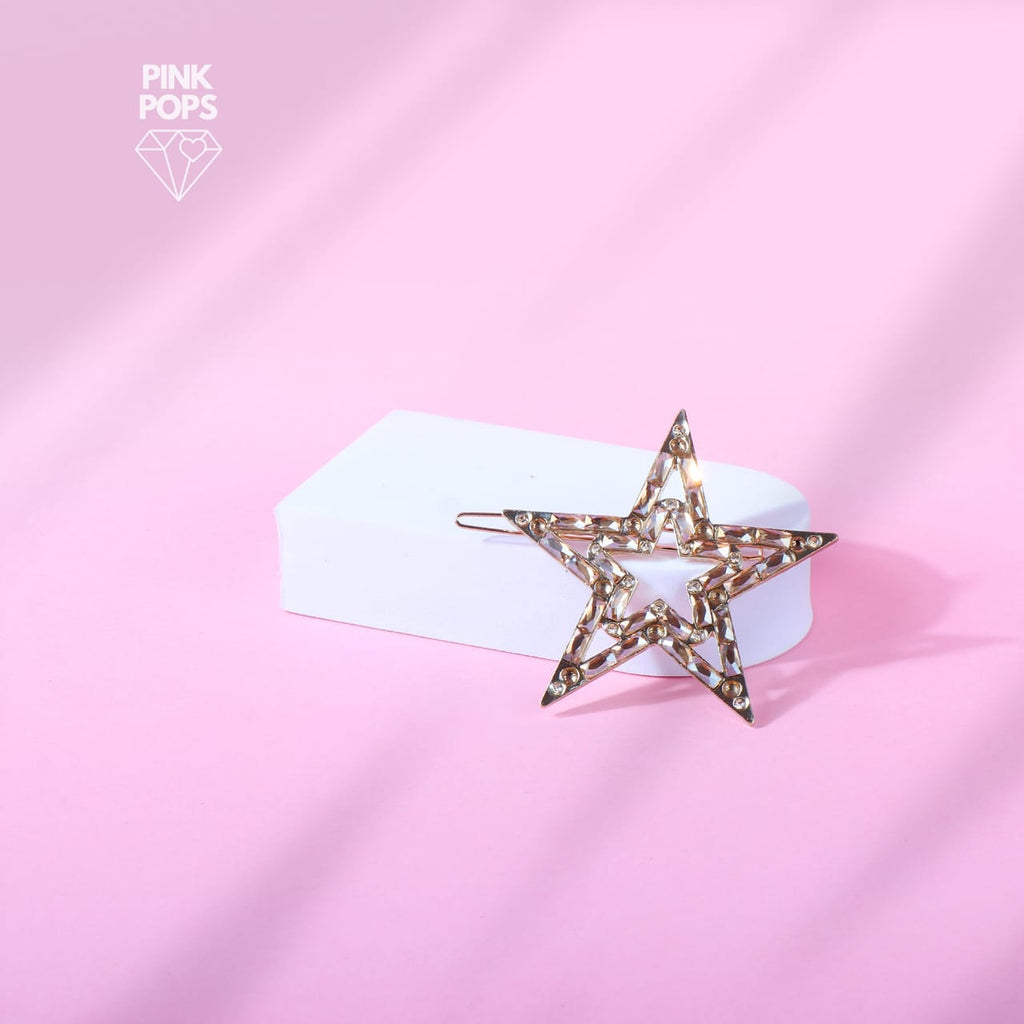 Golden Star Diamond Hair Clip