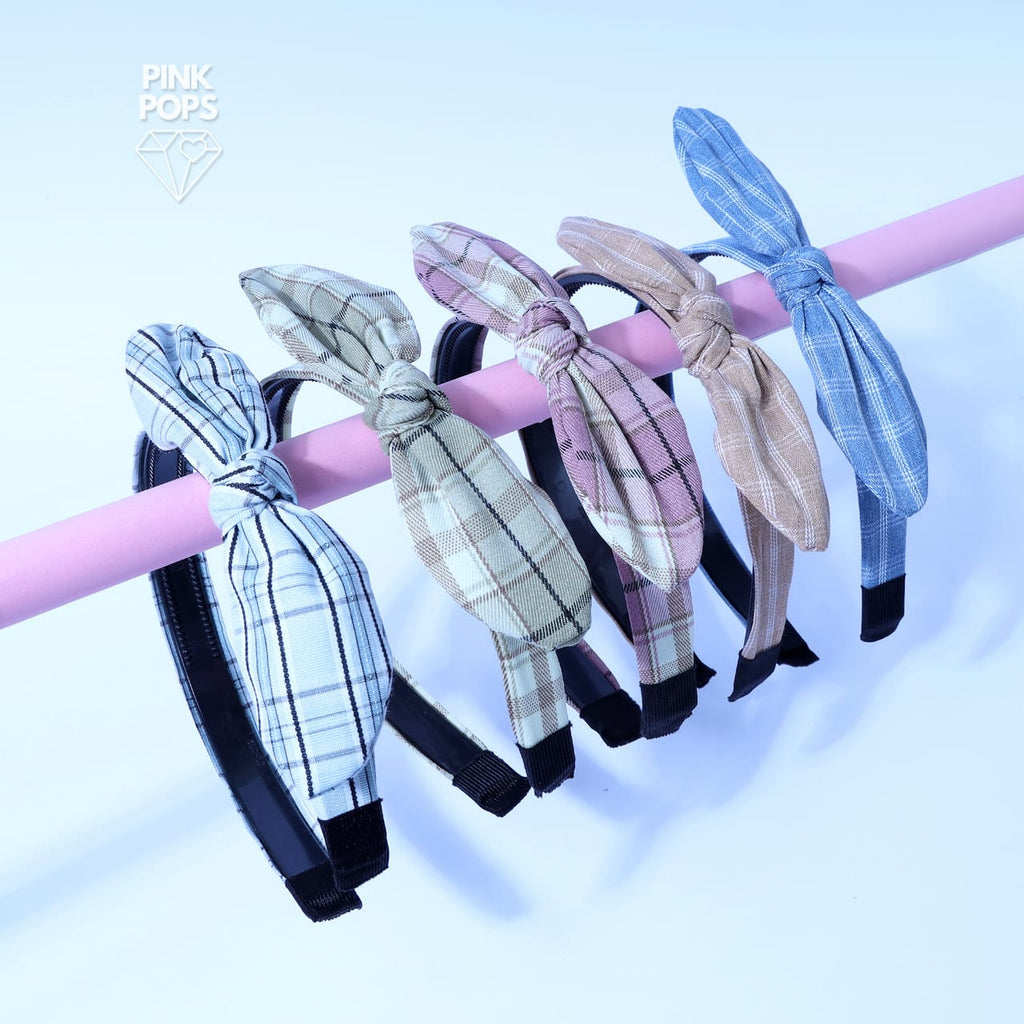 Pastel Checked Knotted Hairbands