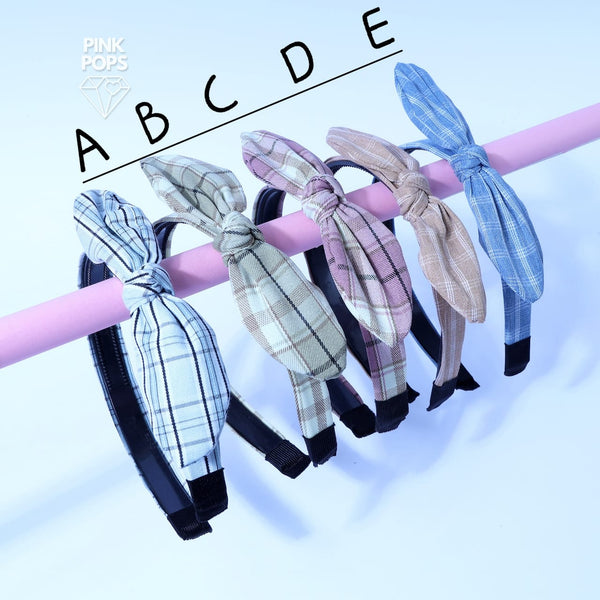 Pastel Checked Knotted Hairbands