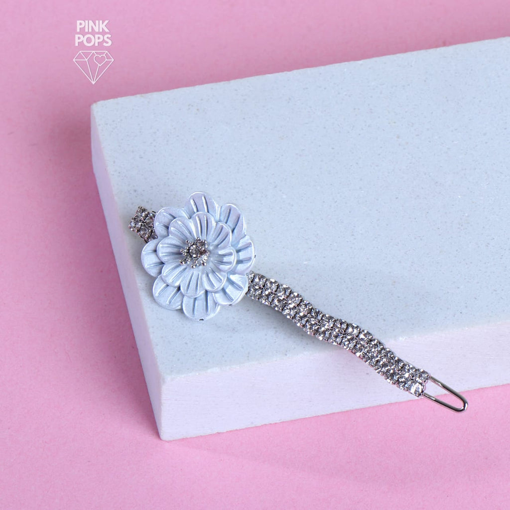 Sky Blue Flower Faux Stone Hair Clip