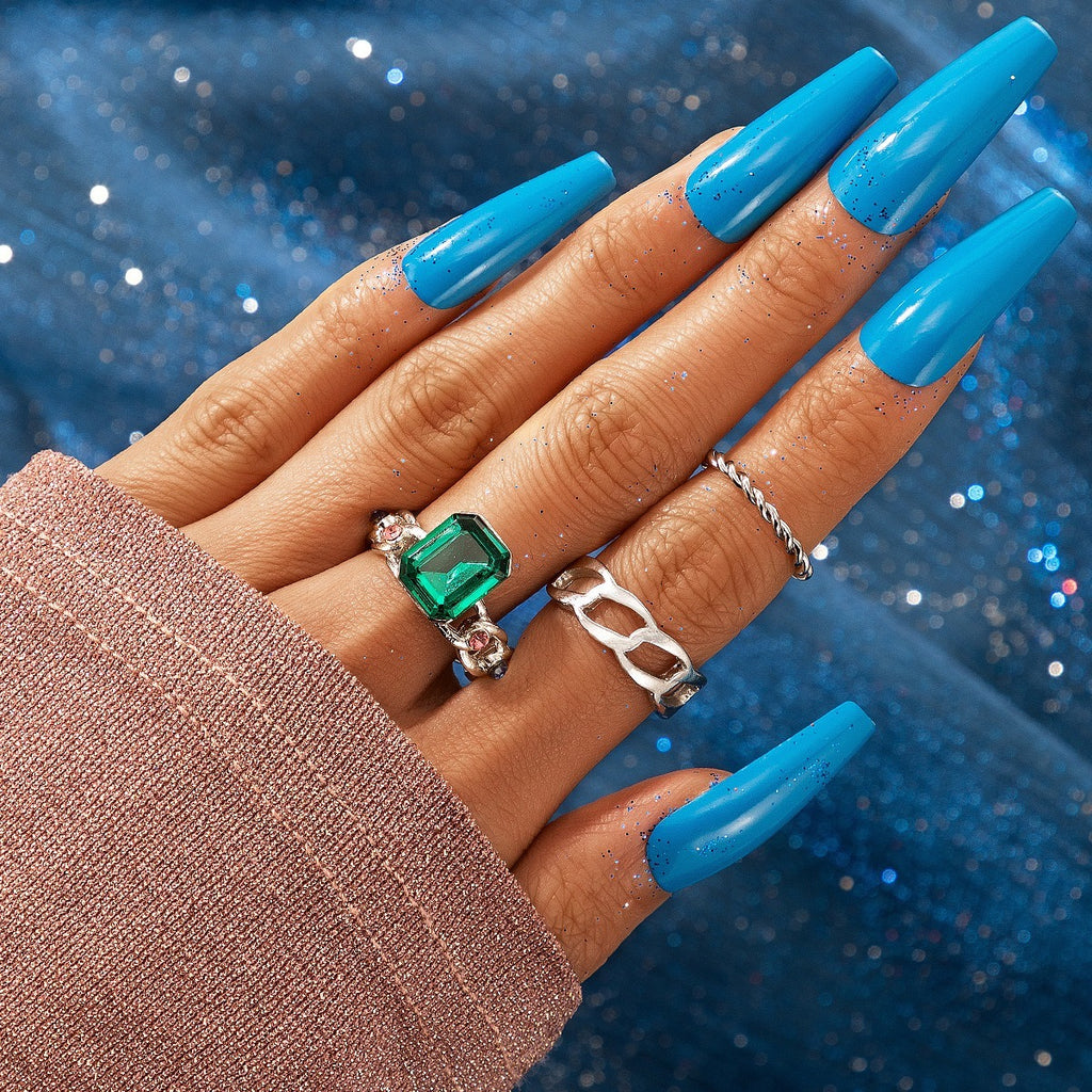 Emerald Stone Rings Set of 3