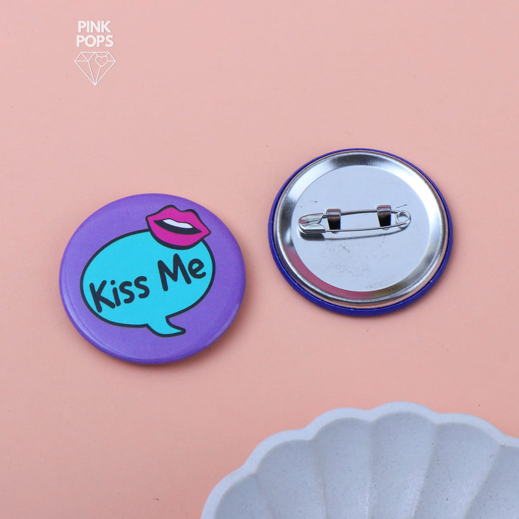Purple Kiss Me Badge