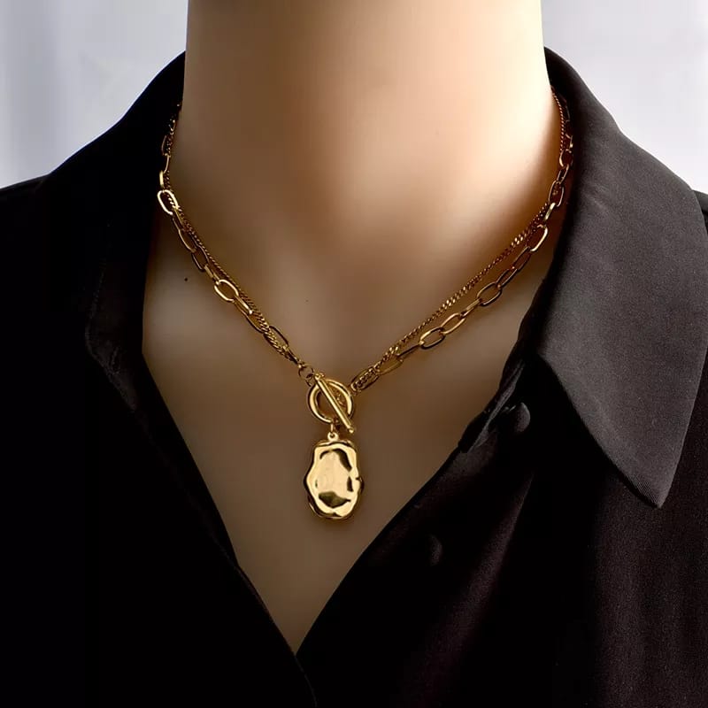 Double Chain Golden Shape Necklace