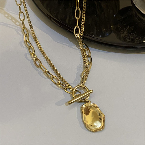 Double Chain Golden Shape Necklace