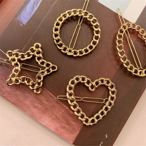 Heart Chain Gold Hair Clip