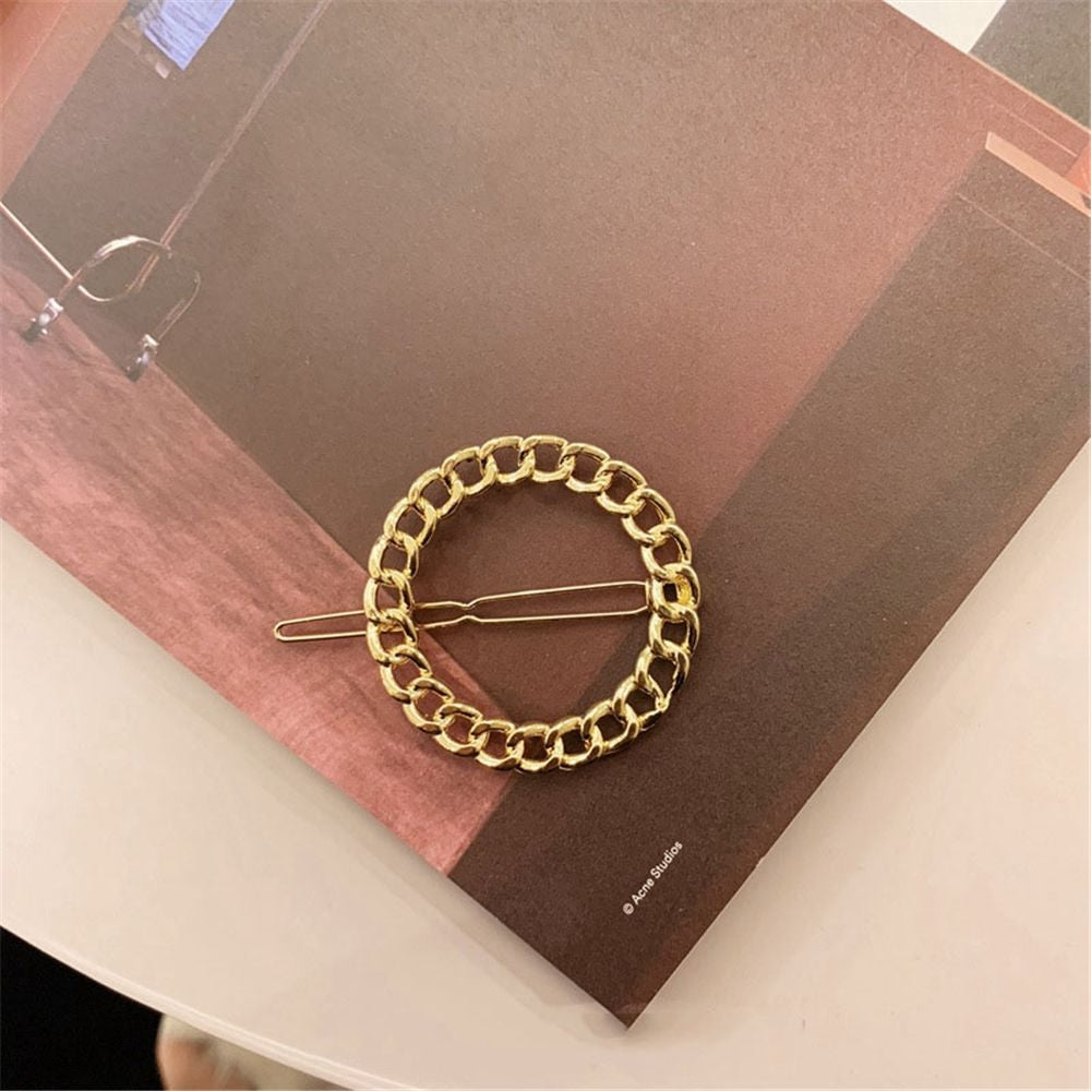 Round Chain Gold Hair Clip