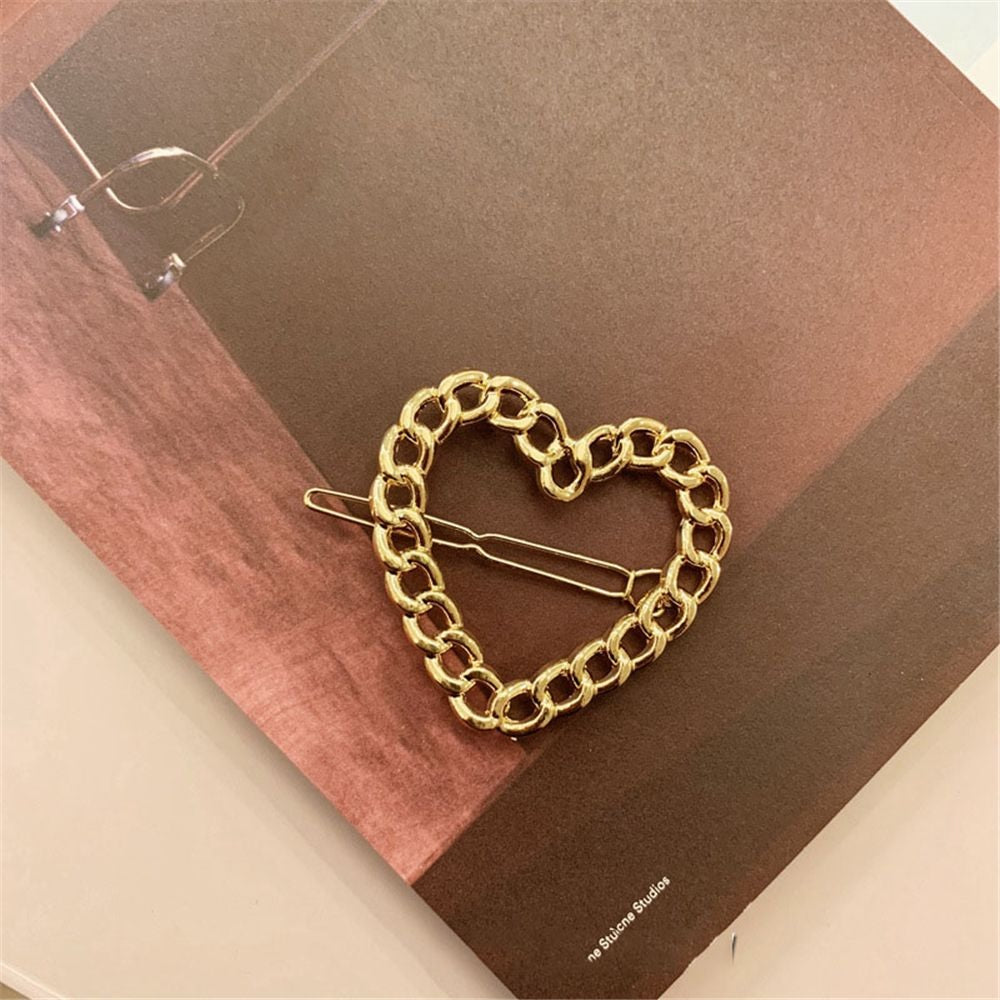 Heart Chain Gold Hair Clip