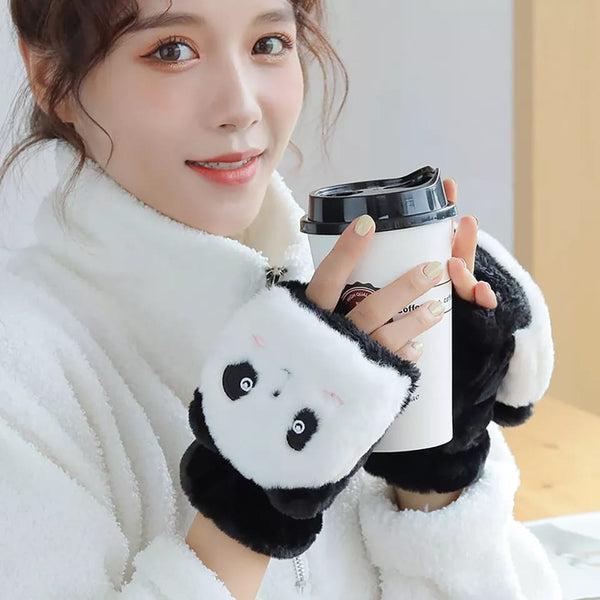 Panda Fur Mittens