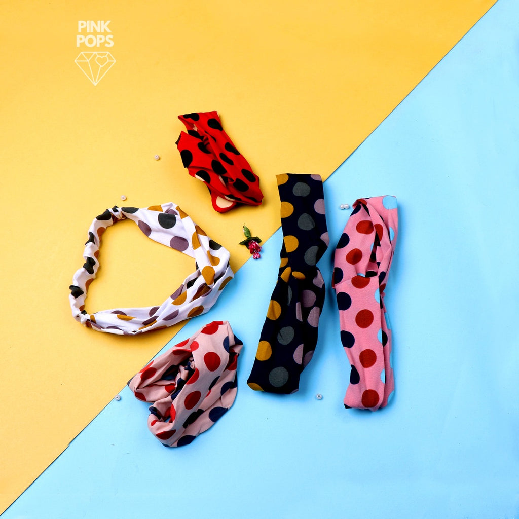 Multi Colour Polka Knotted Hairbands